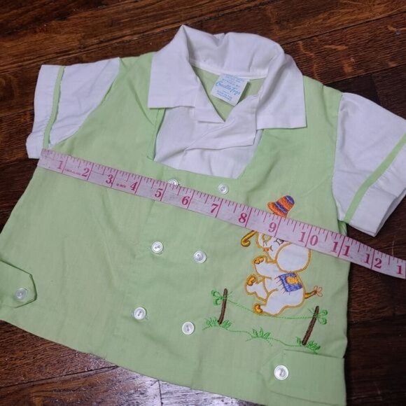 Vintage 80s Cradle Togs Green Elephant baby Top - Picture 3 of 8